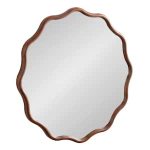 Talma 30.00 in. W x 30.00 in. H Walnut Brown Scalloped Modern Framed Decorative Wall Mirror