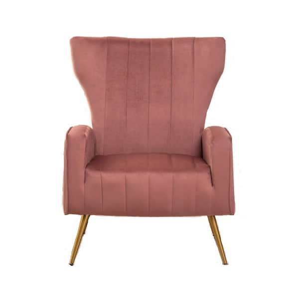 US Pride Furniture Kaleigh 27.56 in. W Pink Velvet Sofa Chair with Metal Legs