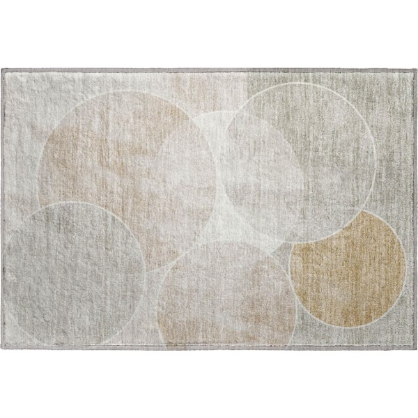 Mayfield Premium Machine Washable Abstract AMF2286 Beige 2 ft. x 3 ft. Accent Rug