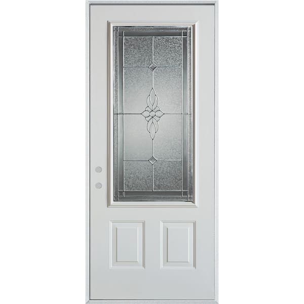 Stanley Doors 32 in. x 80 in. Victoria Zinc 3/4 Lite 2-Panel Painted White Right-Hand Inswing Steel Prehung Front Door