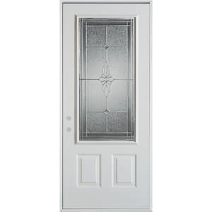 36 in. x 80 in. Victoria Classic Zinc 3/4 Lite 2-Panel Prefinished White Right-Hand Steel Prehung Front Door