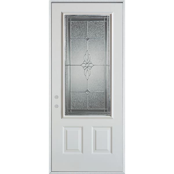 36 in. x 80 in. Victoria Classic Zinc 3/4 Lite 2-Panel Prefinished White Right-Hand Steel Prehung Front Door