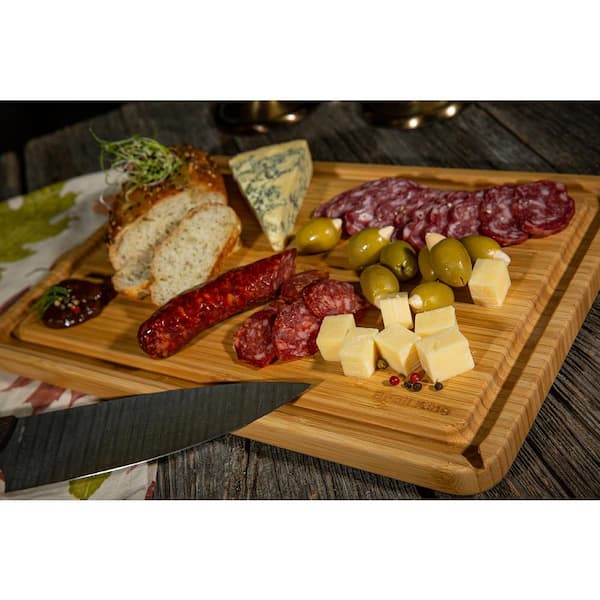Seville Classics Bamboo Cutting Board with 7 Mats