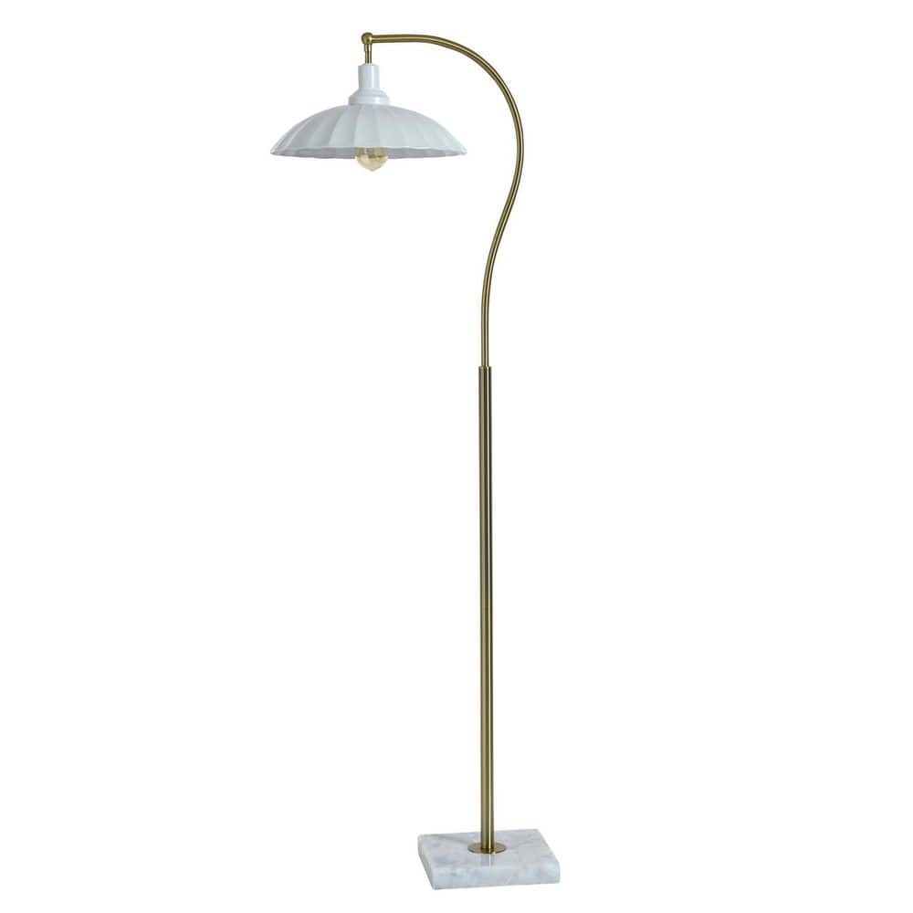 Penelope 61 in. Polished Brass 1-Light Standard Floor Lamp with White Metal Shade price history on PriceWatchPro