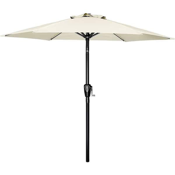 TIRAMISUBEST 7.5 ft. Iron Market Patio Umbrella in Beige