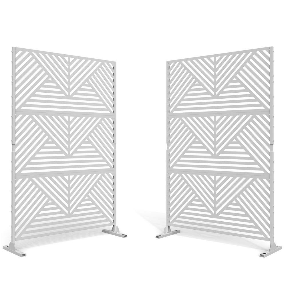 Uixe Uixe 472 In W Galvanized Steel Garden Fence Outdoor Privacy Screen Garden Screen Panels 4863