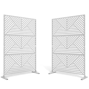 UIXE 47.2 in W. Galvanized Steel Garden Fence Outdoor Privacy Screen Garden Screen Panels in White (2-pack)