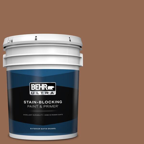 BEHR ULTRA 5 gal. #240F-6 Sable Brown Satin Enamel Exterior Paint & Primer