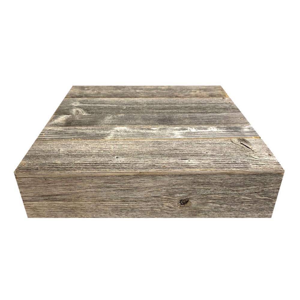 Rustic Weathered Gray 15" Reclaimed Wood Display Riser