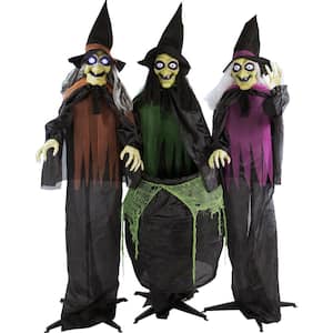 67 in. Touch Activated Animatronic Witches, Light-up Eyes, Poseable, Battery-Operated