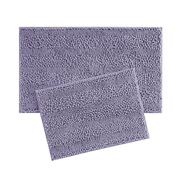 Non-Slip Astor Chenille Purple 20 in. x 34 in. Polyester 2- Piece Bath Mat Set