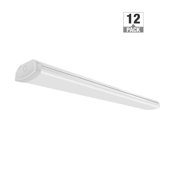 12-Pack 4 ft. 40-Watt LED White Shop Light 3600 Lumens Bright White 4000K Low Profile Garage Lighting Workshop