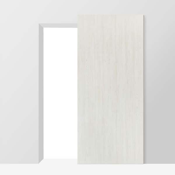 30 in. x 96 in. White Textured Hollow Core Composite Interior Sliding Barn Door with Hardware Kit Hidden Track System