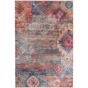 57 Grand Machine Washable Multicolor 5 ft. x 7 ft. Distressed Transitional Area Rug