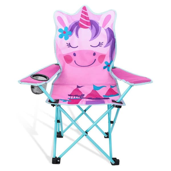 Kids Folding Camping Chair with Cup Holder and Carry Bag-Portable Outdoor Lawn Chair for Children, 225 lbs. Capacity