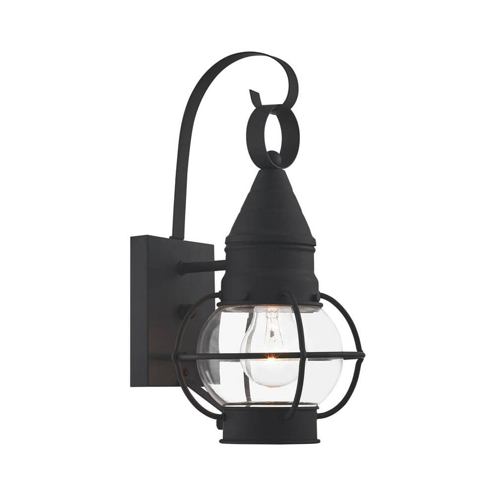 Hennington 13.75 in. 1-Light Black Outdoor Hardwired Wall Lantern Sconce with No Bulbs Included price history on PriceWatchPro