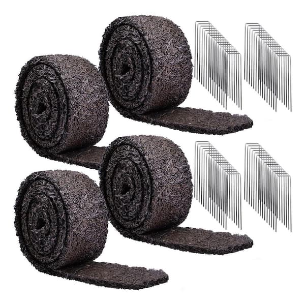 Mulch For Landscaping Rubber 4 Pack 120\ L X 4.5\ W Recycled Garden Edging Border Natural Permanent Garden Mulching Barrier For Plants, Vegetables And Plastic Mulch Borders