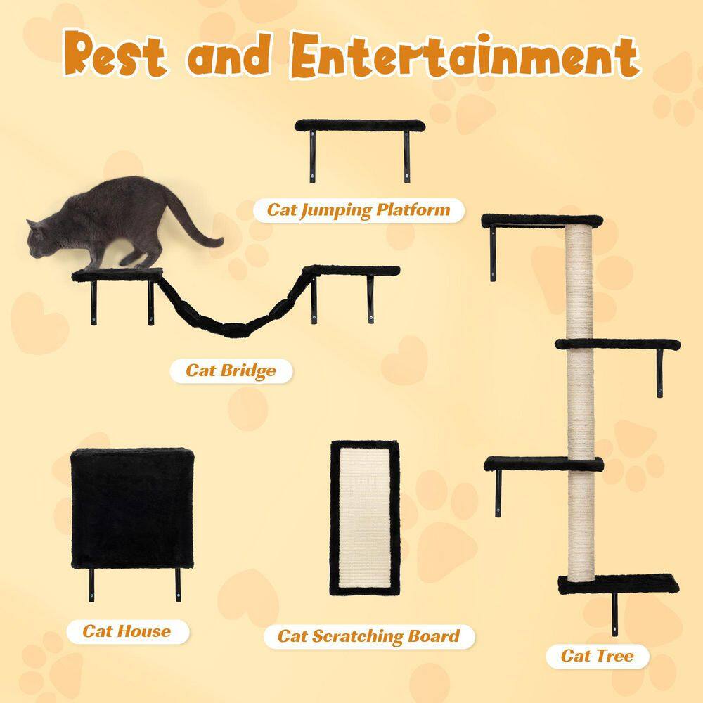 Buy 5Piece Wall Mounted Cat Tree Bed, Scratcher Online at Lowest Price