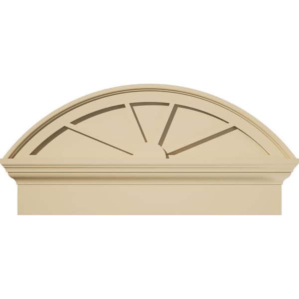 Ekena Millwork 28 in. W x 13-7/8 in. H x 2-3/4 in. P Segment Arch 4 Spoke Signature Urethane Combination Pediment, Primed Tan