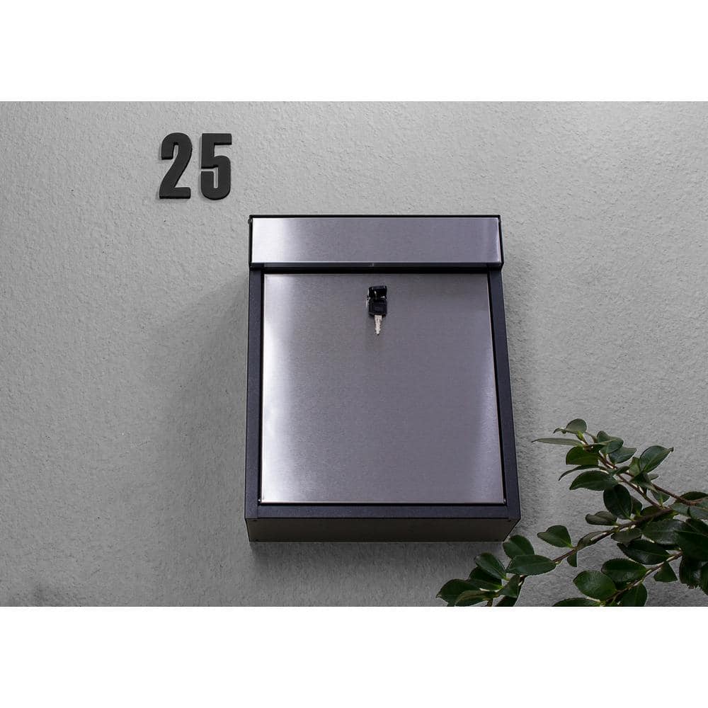 Woodlake Black and Silver Locking Wall Mounted Mailbox