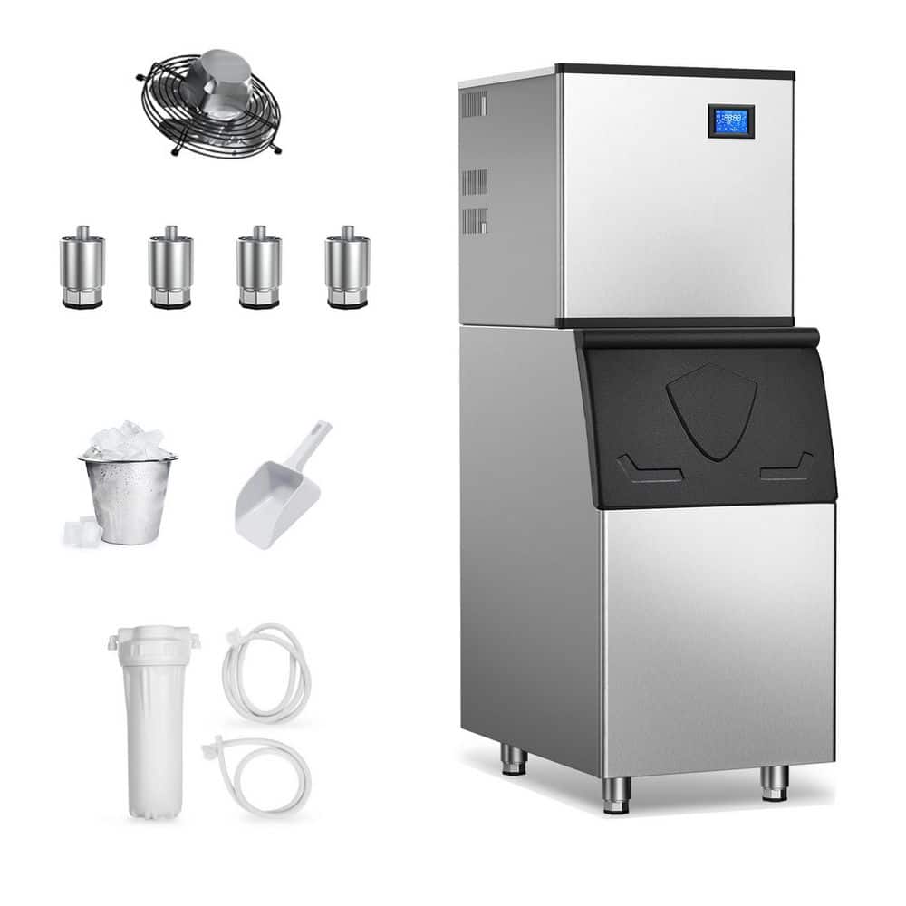 22.3 in. Split Commercial Ice Maker 700 lbs. Per Day Freestanding 182-Full Size Ice Cubes/Cycle in Silver with Filter