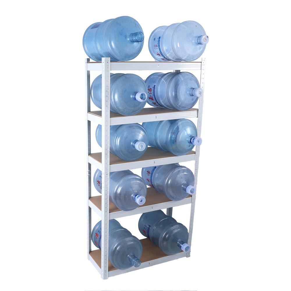 White 5-Shelf Adjustable Metal Pantry Organizer Rack