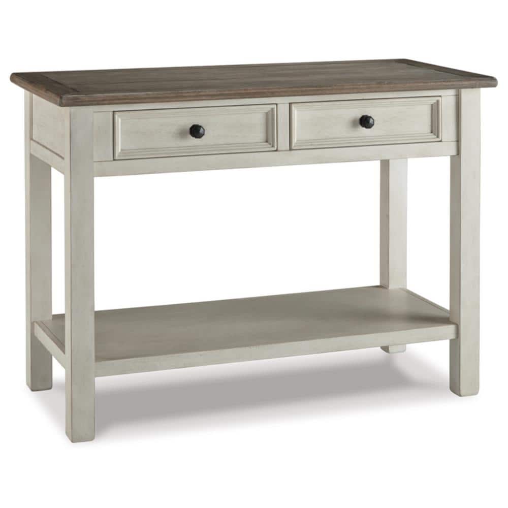 Antique White Wood Sofa Table with Storage Drawers