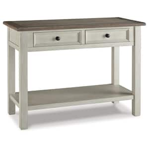 Bolan Burg 46 in. Brown/White Rectangle MDF Console Table with Drawer