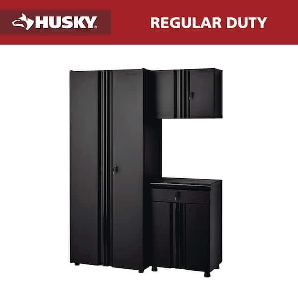 Regular Duty Welded 54.5 in. W x 75 in. H x 19.6 in. D 21-Gauge Steel 3-Piece Garage Storage System in Black