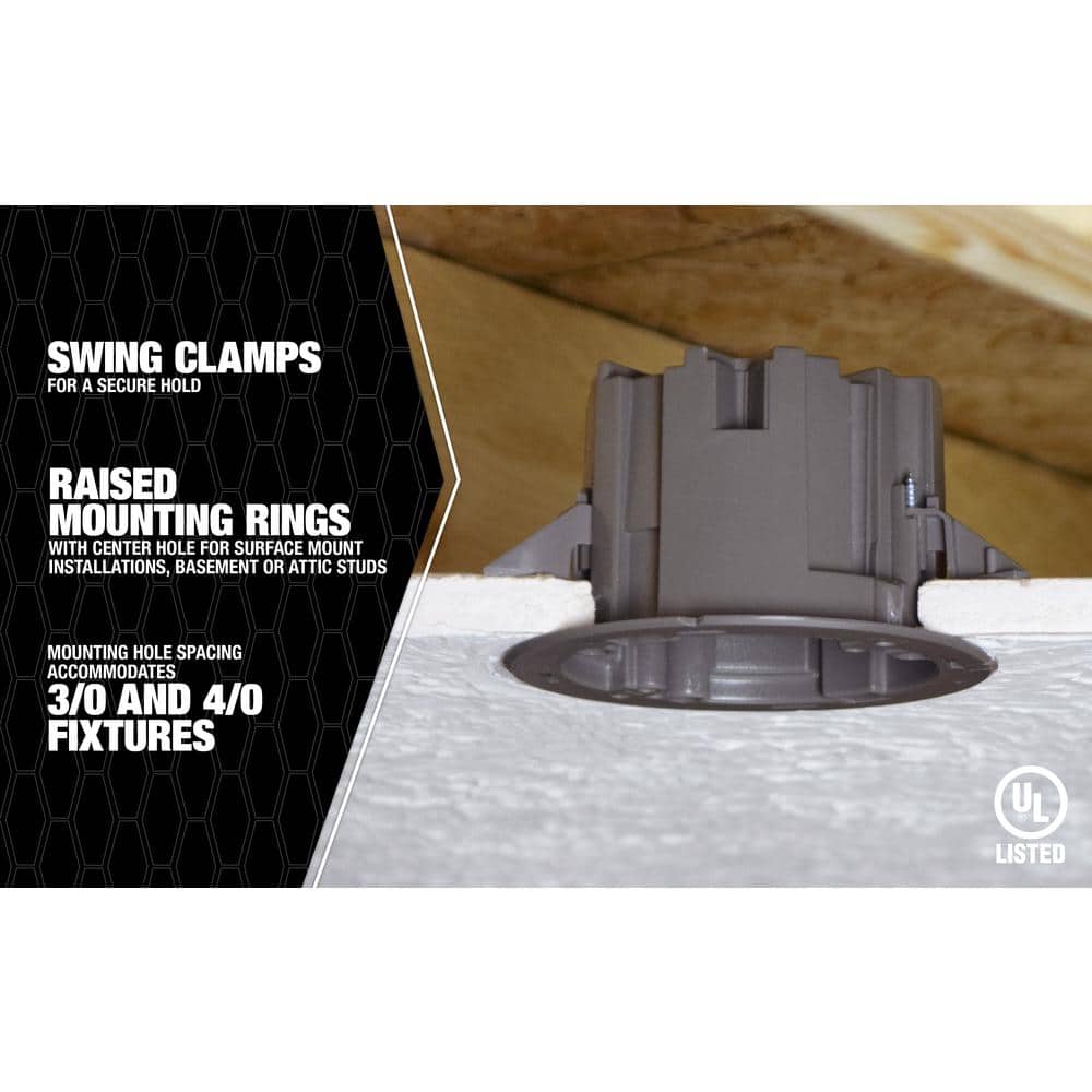 Gray Polycarbonate Round Ceiling/Wall Electrical Box with Hole Saw