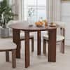 Dovelina 42 in. Natural Oak Wood Walnut Color 4 Legs Round Kitchen Table Dining Table Seats 4 HD-24092913