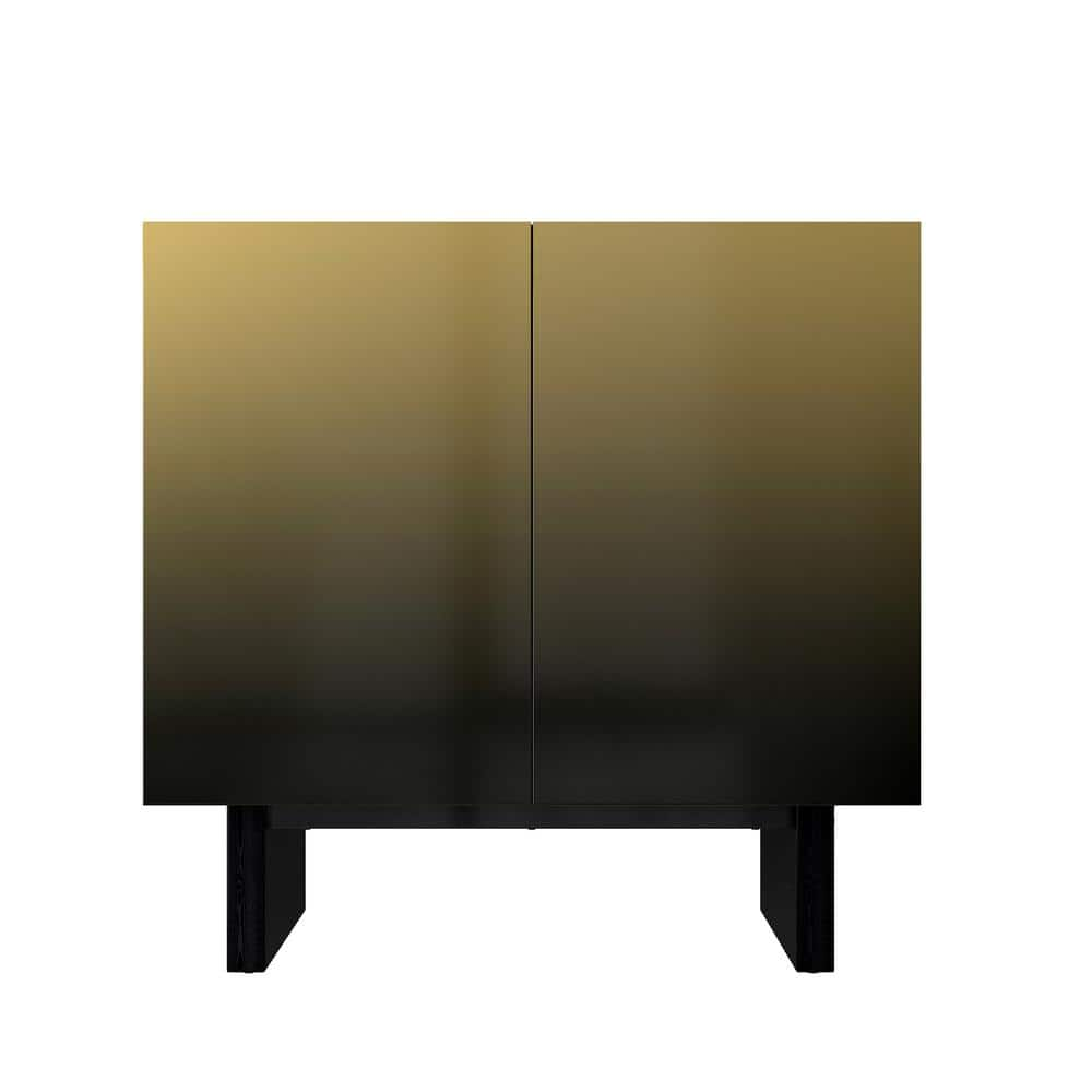 Matte Black MDF 31.5 in. W Sideboard Cabinet with 2 Doors and Wooden Leg -  Clihome, CL-1658S-K