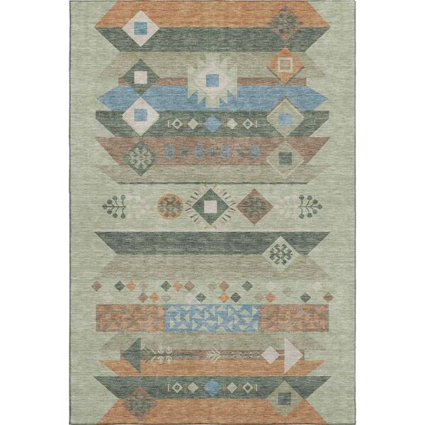Mayfield Premium Machine Washable Abstract AMF2499 Sage 9 ft. x 12 ft. Area Rug