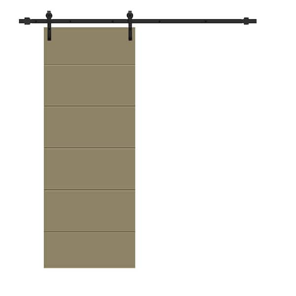 CALHOME Modern Classic 36 in. x 80 in. Olive Green Stained Composite MDF Paneled Sliding Barn Door with Hardware Kit
