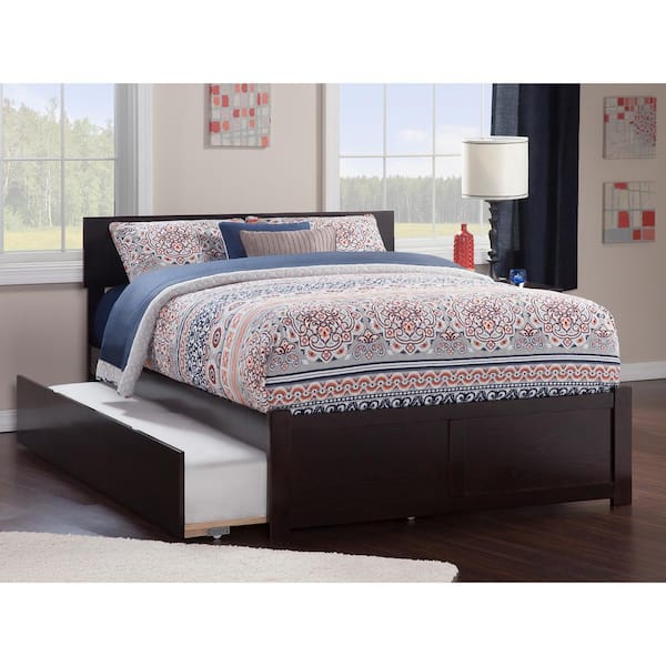 AFI Orlando Espresso Full Platform Bed with Flat Panel Foot Board and Full Urban Trundle Bed