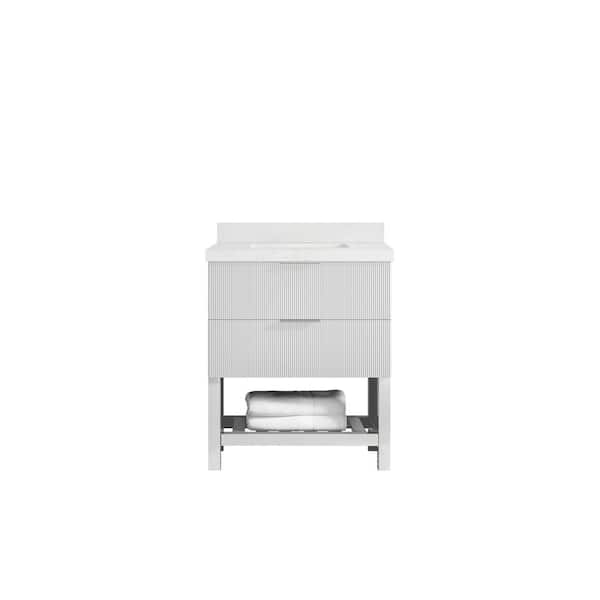 Willow Collections Catalina 30 in. W x 22 in. D x 36 in. H Single Sink Bath Vanity in White with 2 in. Empira White qt. Top