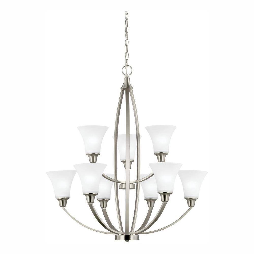 Generation Lighting Metcalf 9Light Brushed Nickel Chandelier with LED
