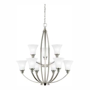 Metcalf 9-Light Brushed Nickel Chandelier with LED Bulbs