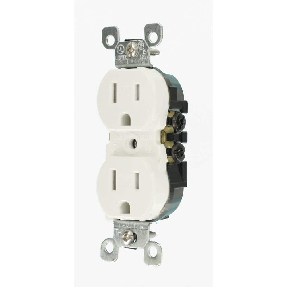 White Tamper Resistant Duplex Outlet with Wall Plate