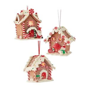 Gingerbread House Decorative Light Up Holiday Ornament Set (3 Pack)