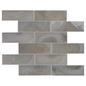 Opalina Beige Subway 12 in. x 12 in. Glossy Glass Mesh-Mounted Mosaic Wall Tile (14.4 sq. ft./Case)