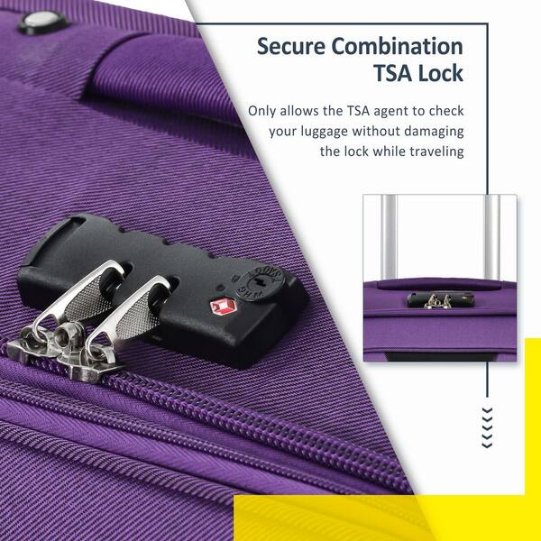 Tatahance 3-Piece Purple Softside Expandable Spinner Luggage Set