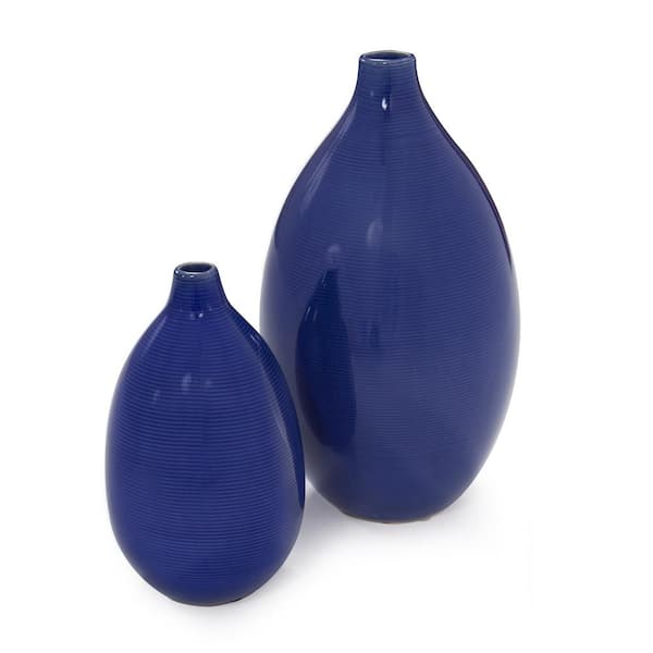 HomeRoots Jordan Cobalt Blue Ceramic Table Vase
