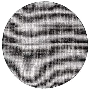 Abstract Black/Ivory 6 ft. x 6 ft. Classic Crosshatch Round Area Rug