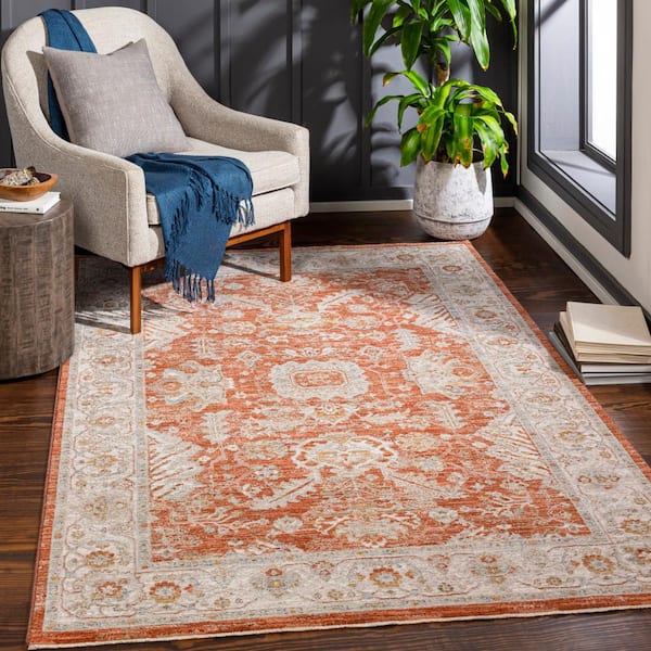 Katara Burnt Orange 9 ft. x 12 ft. Indoor Area Rug