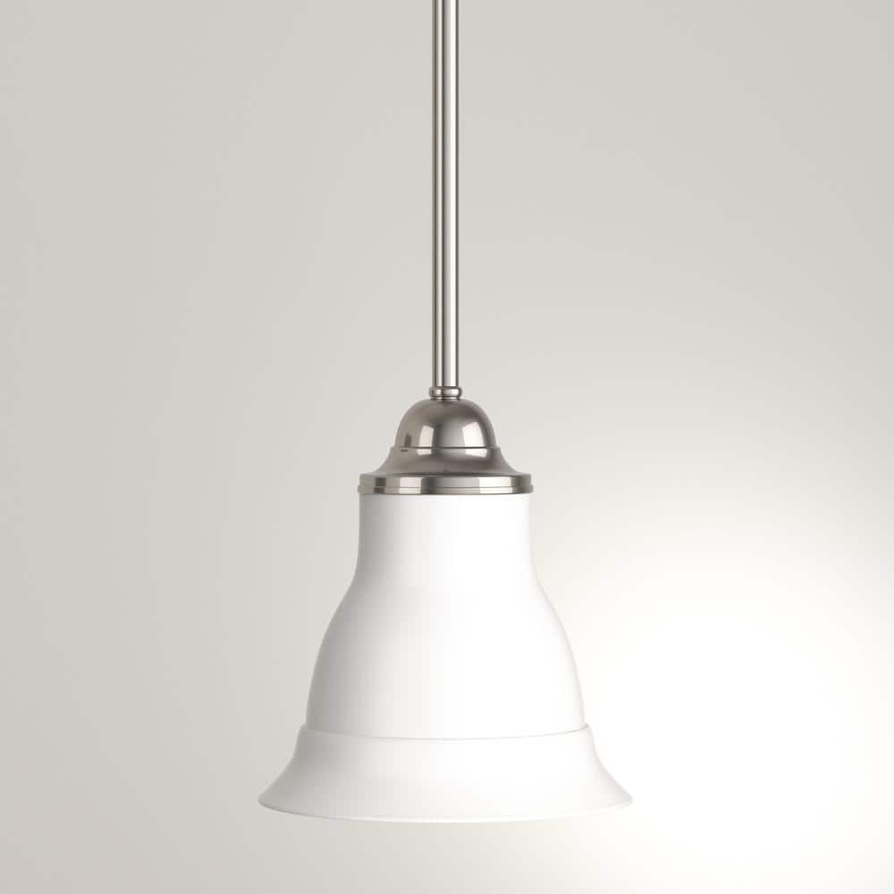 Trinity Brushed Nickel Mini Pendant with Etched Glass Shade