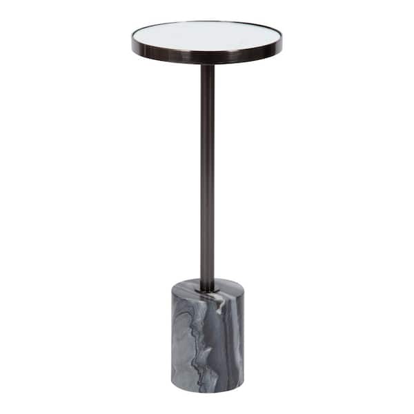 Kate and Laurel Hescott 10 in. W Pewter Round Contemporary Metal End Table