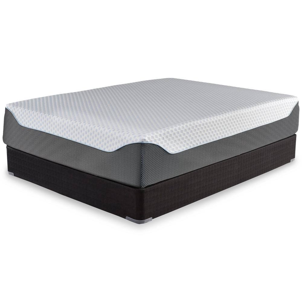 14-Inch Blue and White Queen Adjustable Memory Foam Mattress