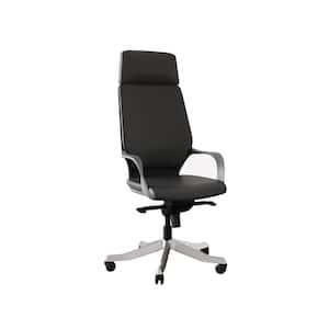 Hunter Grey High-Back Aluminum Base Leather Upholstery Adjustable Ergonomic Executive Office Chair