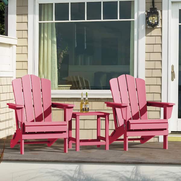 Ottoman Coral Plastic Adirondack Chairs JEAREY Classic Pink HDPE